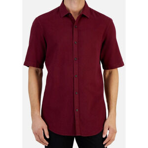 Alfani Short-Sleeve Solid Textured Shirt
